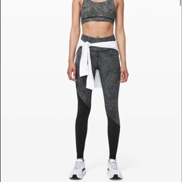 Lululemon Speed Wunder Tight *Asym Free Spirit Ice Grey Black Nulux sz 4 - Picture 1 of 8